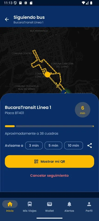 Siguiendo el bus en el mapa